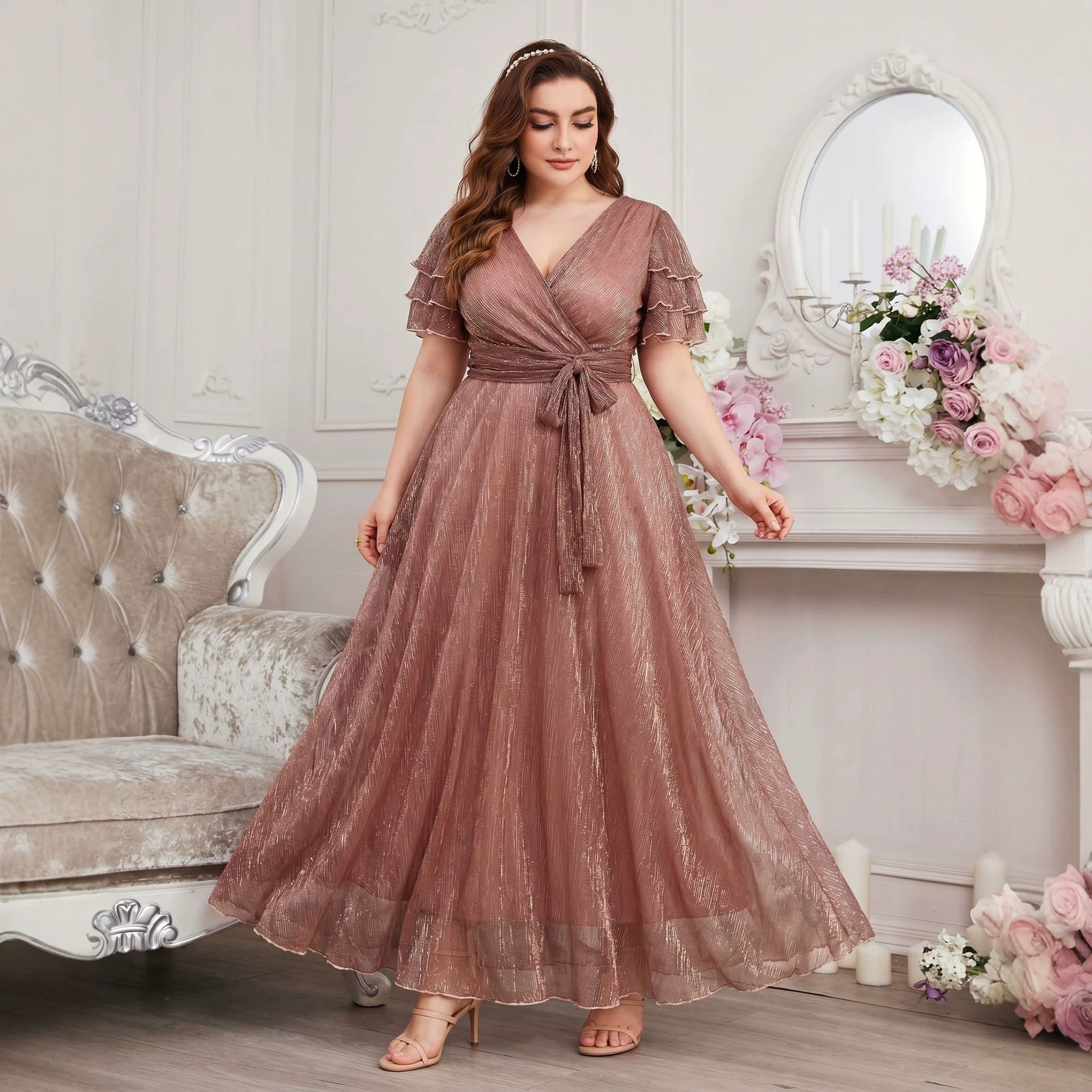 Fly Line - Vestido Longo de Luxo com Glitter