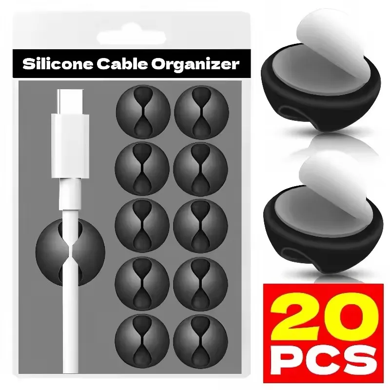 Tippet Line - Organizador de Cabos de Silicone Autoadesivo: