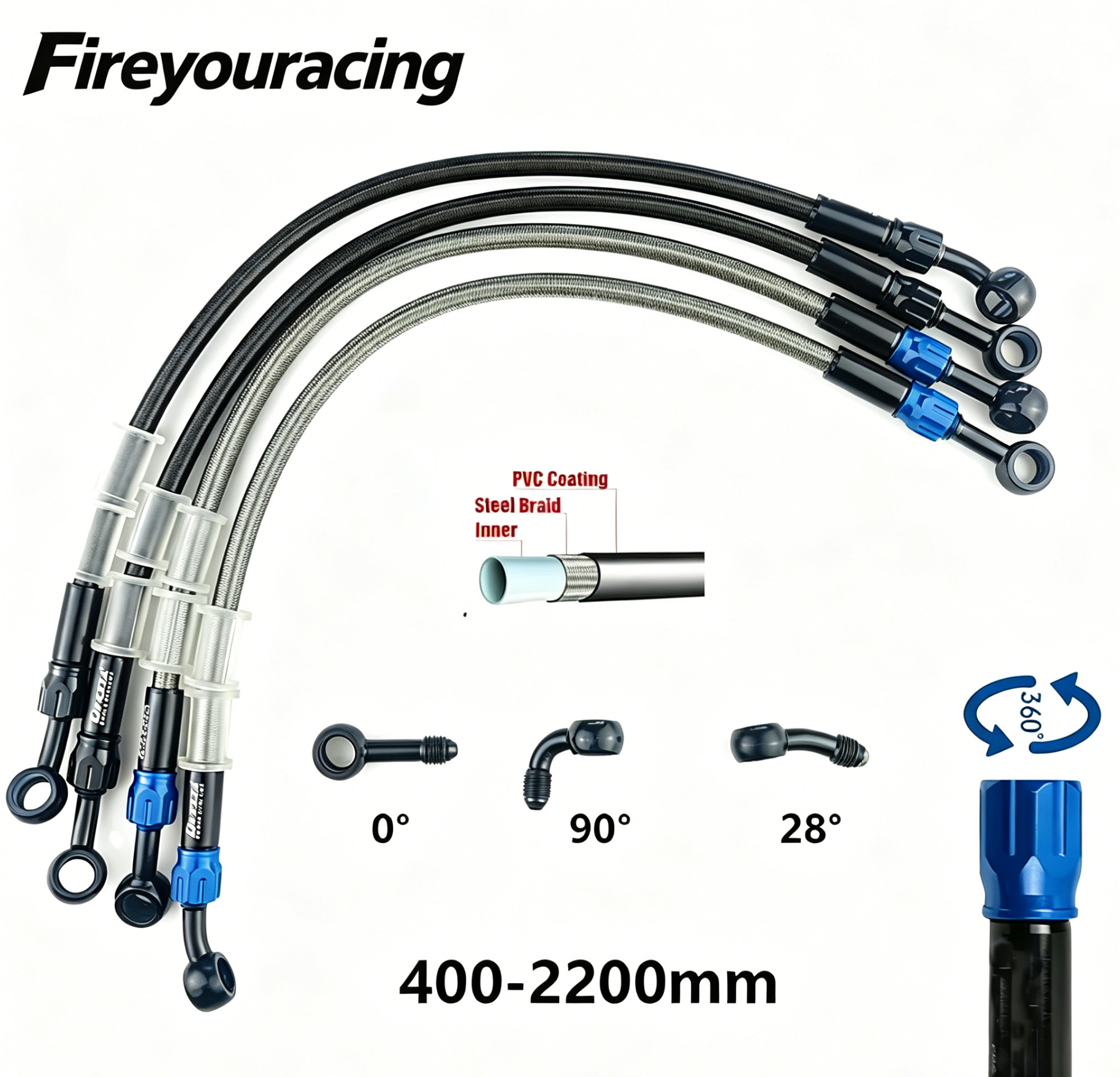 Braided Line - Mangueira de Freio para Motocicleta AN3,
