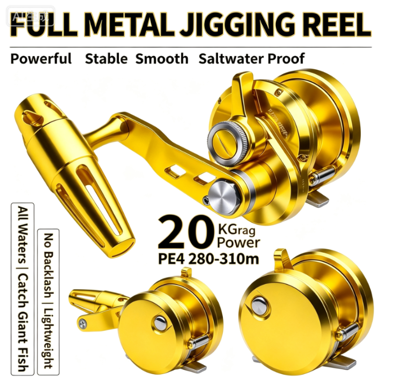 Ice Fishing Line - Carretilha Convencional KJG400 de Metal Completo