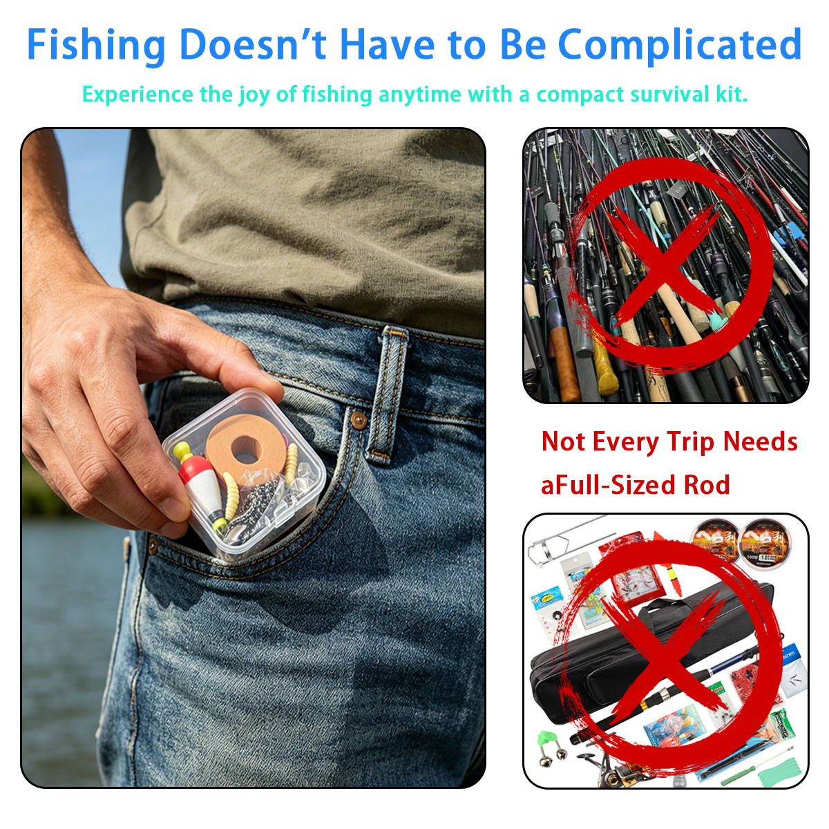 Fishing Line Box - Conjunto portátil de equipamentos de pesca