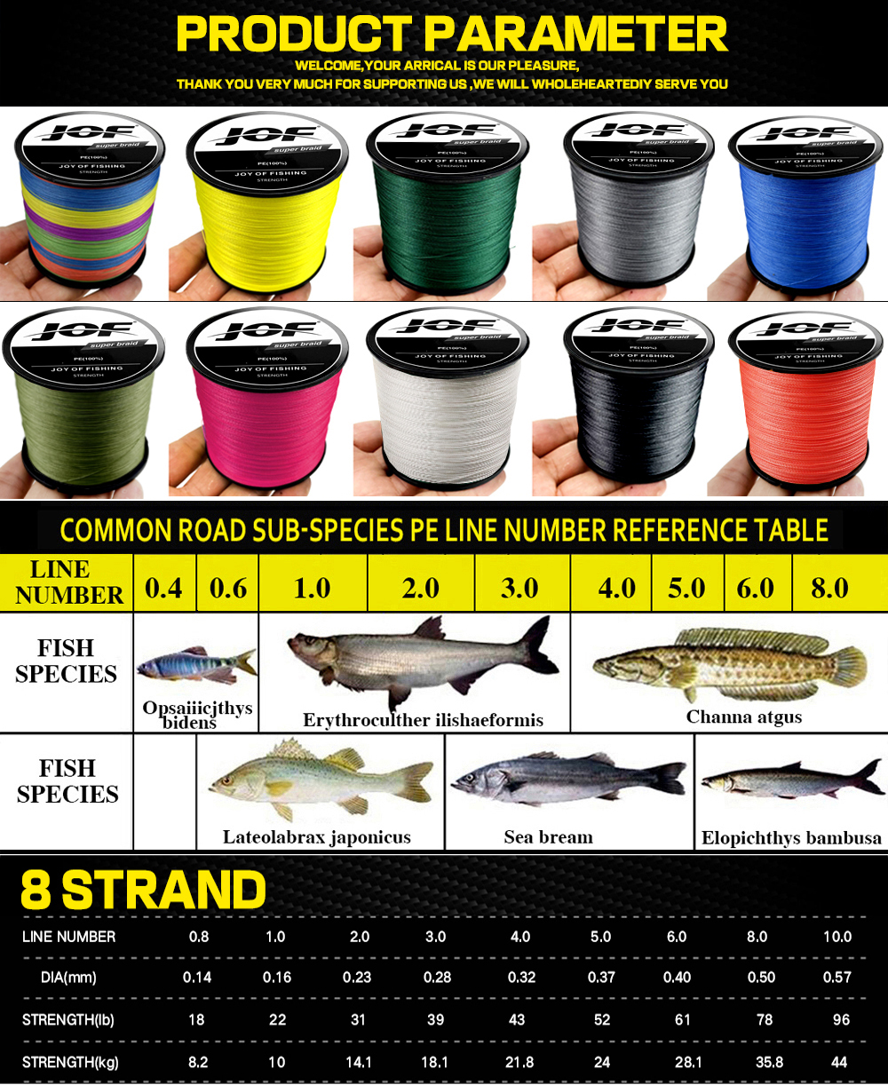Jof x8 atualização trança linh - Ice Fishing Line avaliação e preço