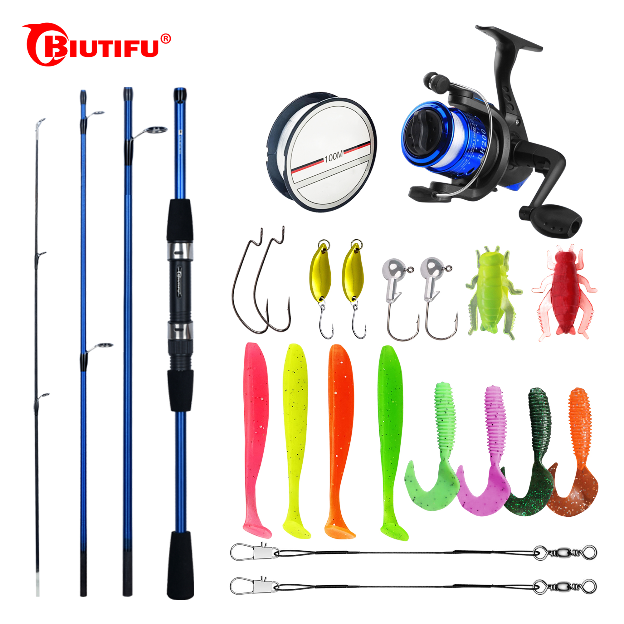 BIUTIFU-Spinning Pesca Rod Set - Freshwater Line avaliação e preço